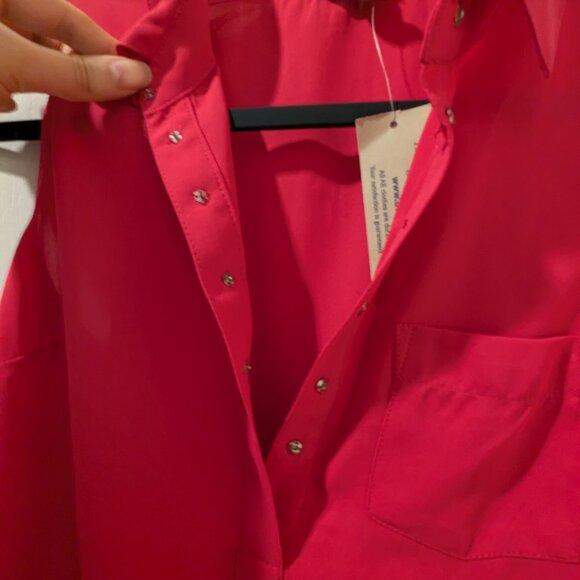 American Eagle Sleeveless Blouse with Ruffle, Size XS, Hot Pink - Picture 2 of 4